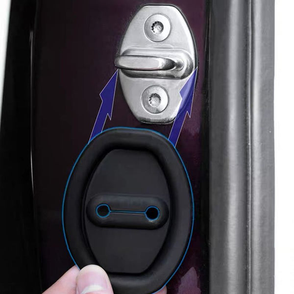 💥 Car Door Lock Silicone Covers - Soundproofing Pads for Quiet Rides 4-Pieces Set